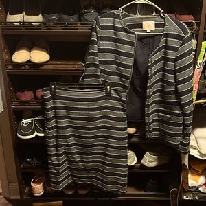 Women’s loft skirt and matching jacket size 10 shades of blue and white